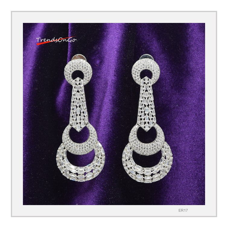 Silver Toned Teardrop Earrings, rhodium-plated