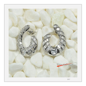 Silver Toned Diamond Studs - Rhodium Plated Teardrop Shaped Earrings has Artificial Diamonds