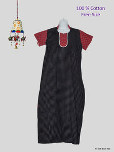 100% Cotton Women's Maxi Nightdress -Polka Dot Print