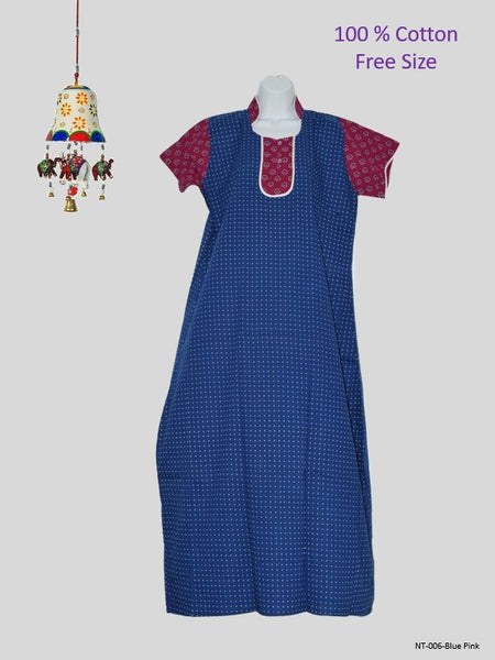 100% Cotton Women's Maxi Nightdress -Polka Dot Print