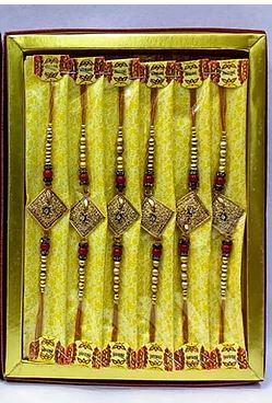 Rakhi Bracelet in Ethnic Design-Golden Square