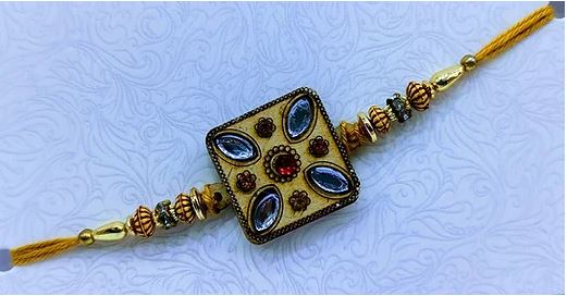 Rakhi in Ethnic Square Design-Mini Box Packing