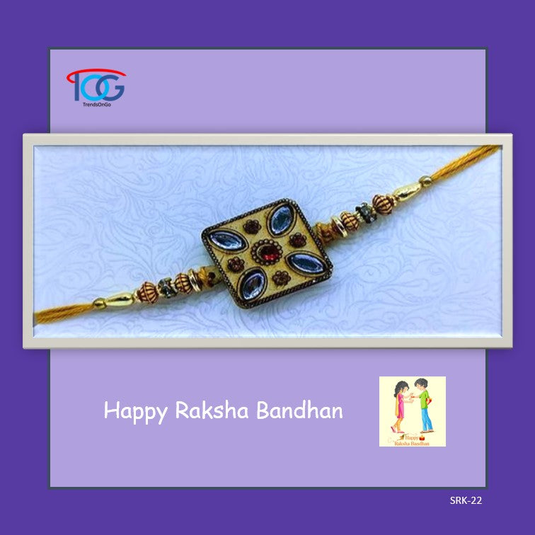 Rakhi in Ethnic Square Design-Mini Box Packing