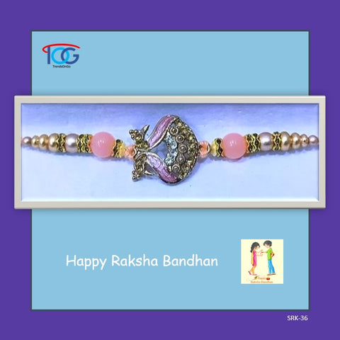 Exclusive Rakhi Bracelet in Ethnic Design-Pink Mayur