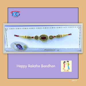 Rakhi Bracelet in Ethnic Design-Red Stone