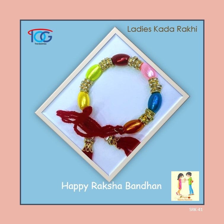 Ladies Rakhi Bracelet-Colourful Beads-Kada Style