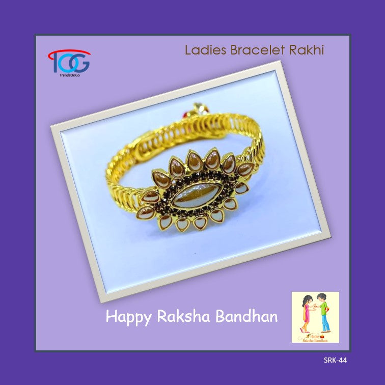 Ladies Rakhi Bracelet-Metalic Golden Bracelet