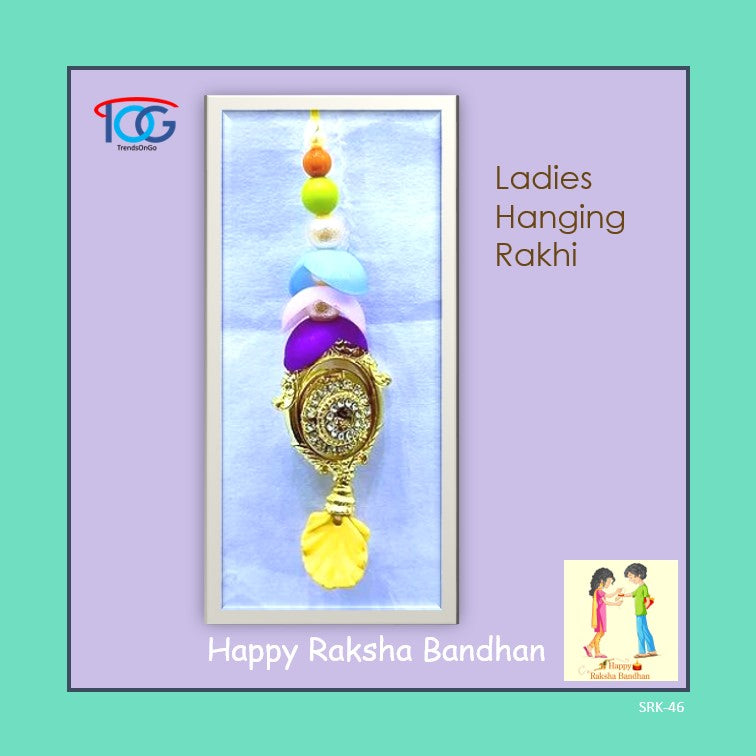 Ladies Traditional Hanging Rakhi-American Diamonds