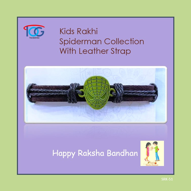 Kids Rakhi Bracelet-Spiderman-Leather Strap