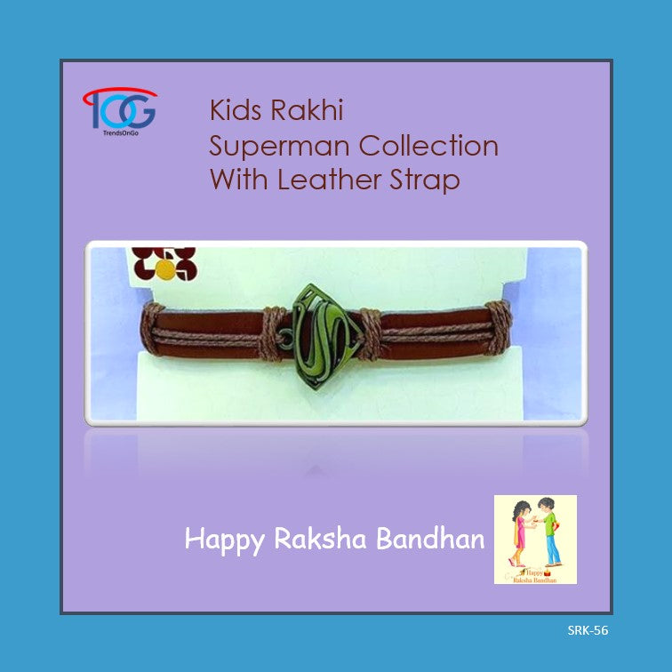 Kids Rakhi Bracelet-Superman-Leather Strap