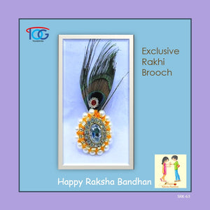 Rakhi Brooch-American Diamonds & Peacock Feather