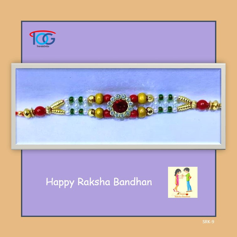 Rakhi Bracelet in Ethnic Design-Red stone